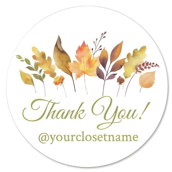 Autumn Thank You Sticker Label - Picture 2 of 3